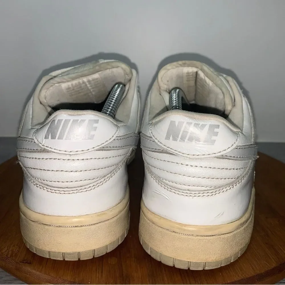 Nike Men’s 9.5 White Neutral Grey Patent Leather Dunk Low Pro B Shoes 624044-101